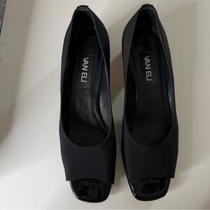 Vaneli Black Peep Toe Heels